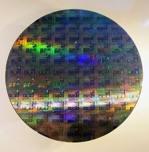 Photo of a silicon semiconductor wafer